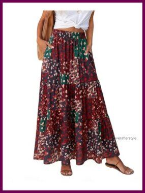 Flowy Chiffon Maxi Skirt with Pockets A-Line High Waist Long Skirt